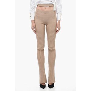 Ribbed Flared Pants with Cut-Out Detail